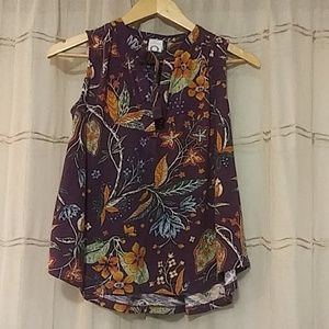 Anthropologie floral sleeveless blouse